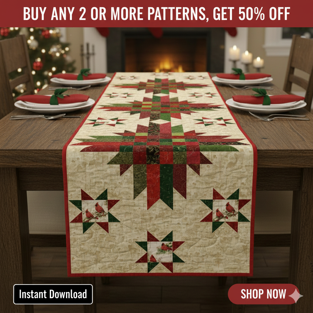 Cardinal Cheer— Quilt Pattern (PDF) by Golden Threads™