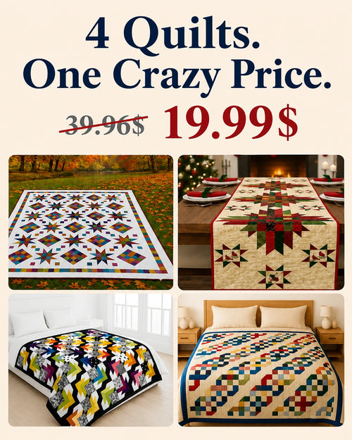4 Quilt Pattern PDF Variety Pack — Star, Holiday, Modern & Scrappy