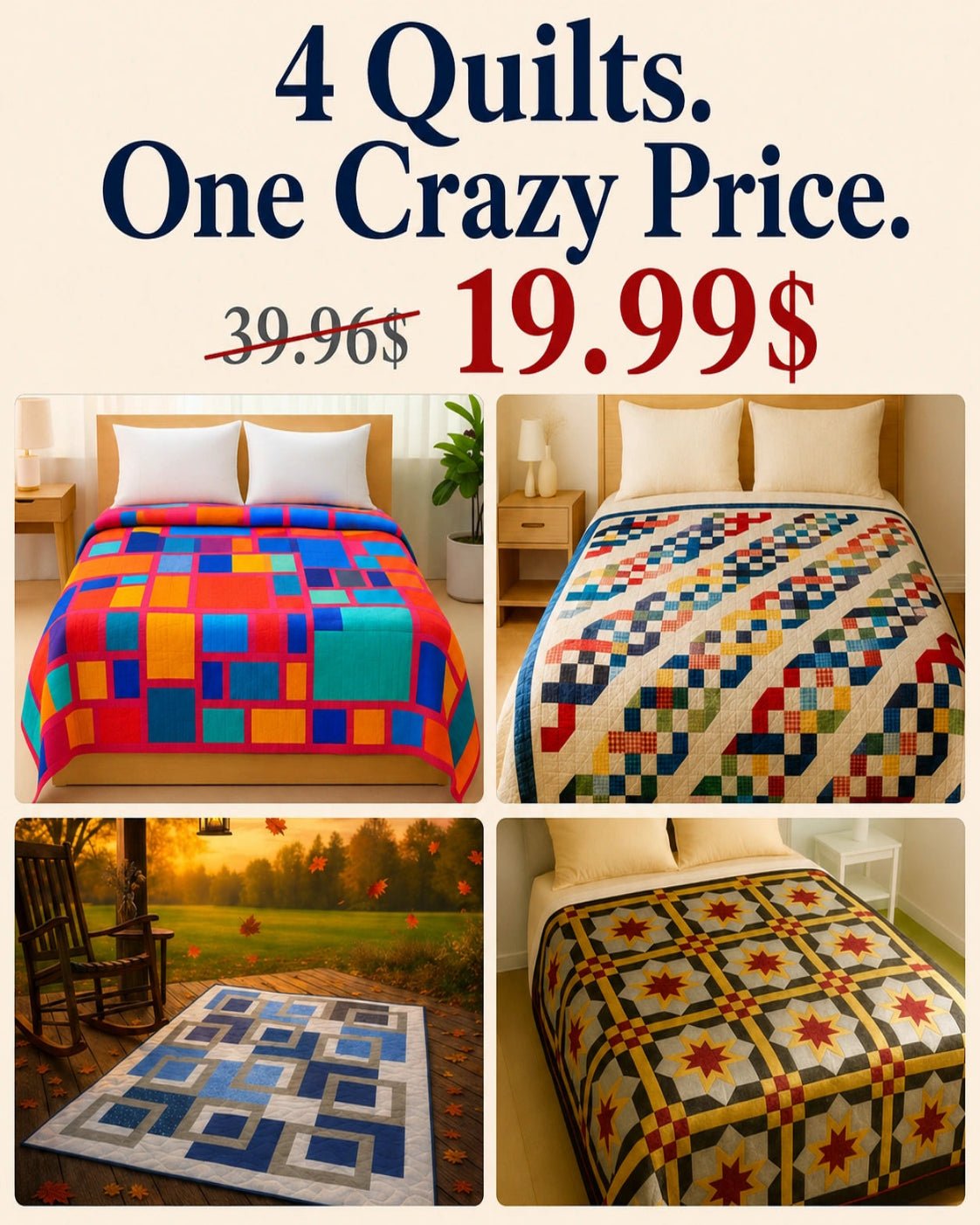 4 Quilt Pattern PDF Set — Bold & Colorful Modern Designs - Golden Threads