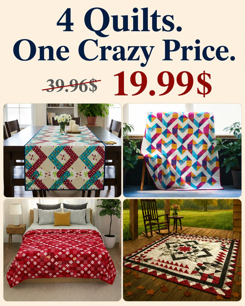 4 Quilt Pattern PDF Collection — Medallion, Red & White & Modern