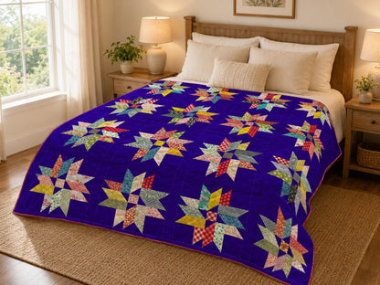 Autumn tree quilt pattern finished 60x60 throw quilt in scrappy autumn golds and rust