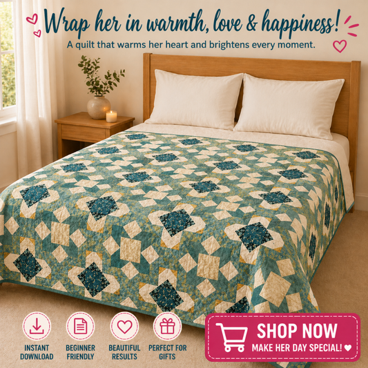 Rosy Fields — Quilt Pattern (PDF) by Golden Threads™