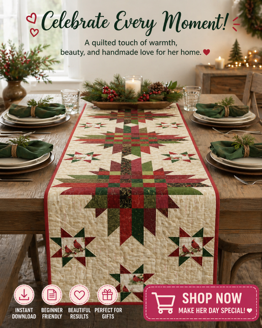 Cardinal Cheer— Quilt Pattern (PDF) by Golden Threads™
