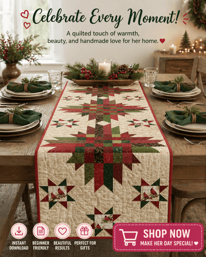Cardinal Cheer— Quilt Pattern (PDF) by Golden Threads™ - Golden Threads