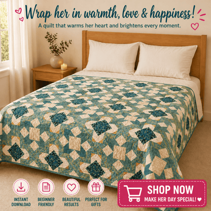 Rosy Fields — Quilt Pattern (PDF) by Golden Threads™ - Golden Threads