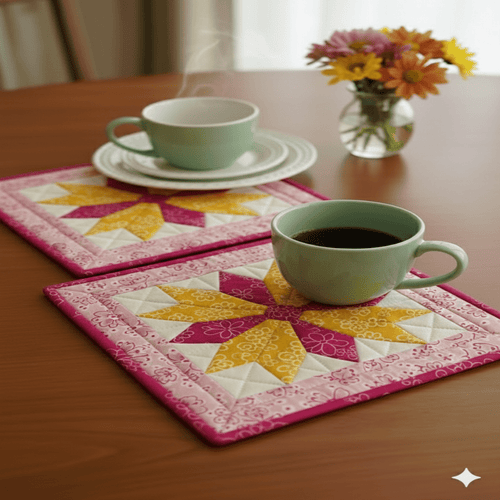 Sunlit Star — Mug Rug & Placemat Pattern (PDF) - Golden Threads