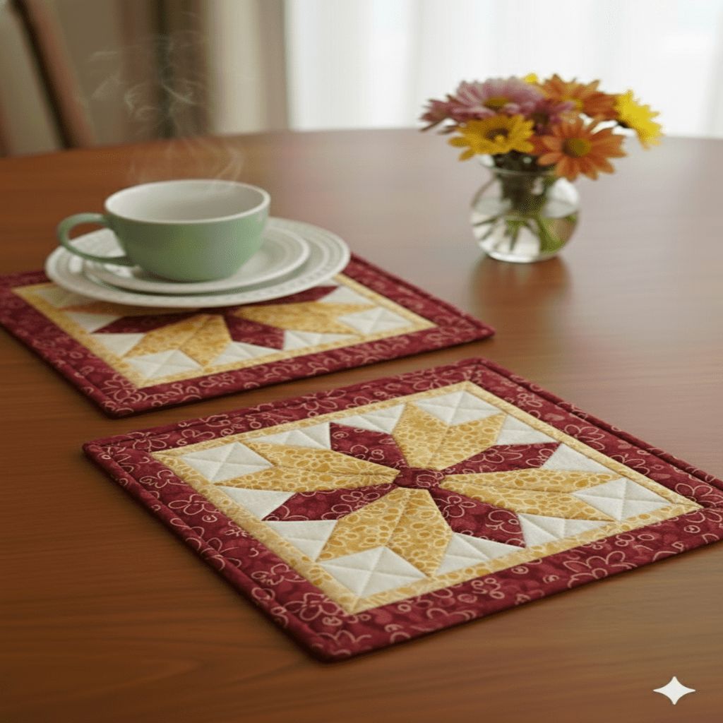 Sunlit Star — Mug Rug & Placemat Pattern (PDF) - Golden Threads