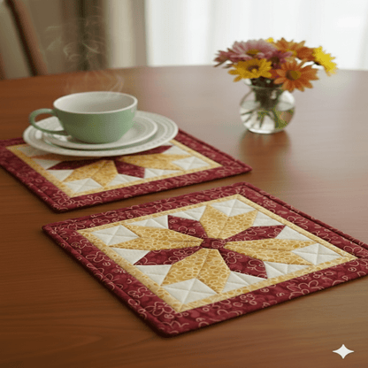 Sunlit Star — Mug Rug & Placemat Pattern (PDF) - Golden Threads